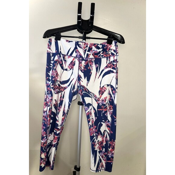 Fabletics Leggings WMNS L Floral High-Waist PowerHold Pink Blue White Active - Picture 2 of 8